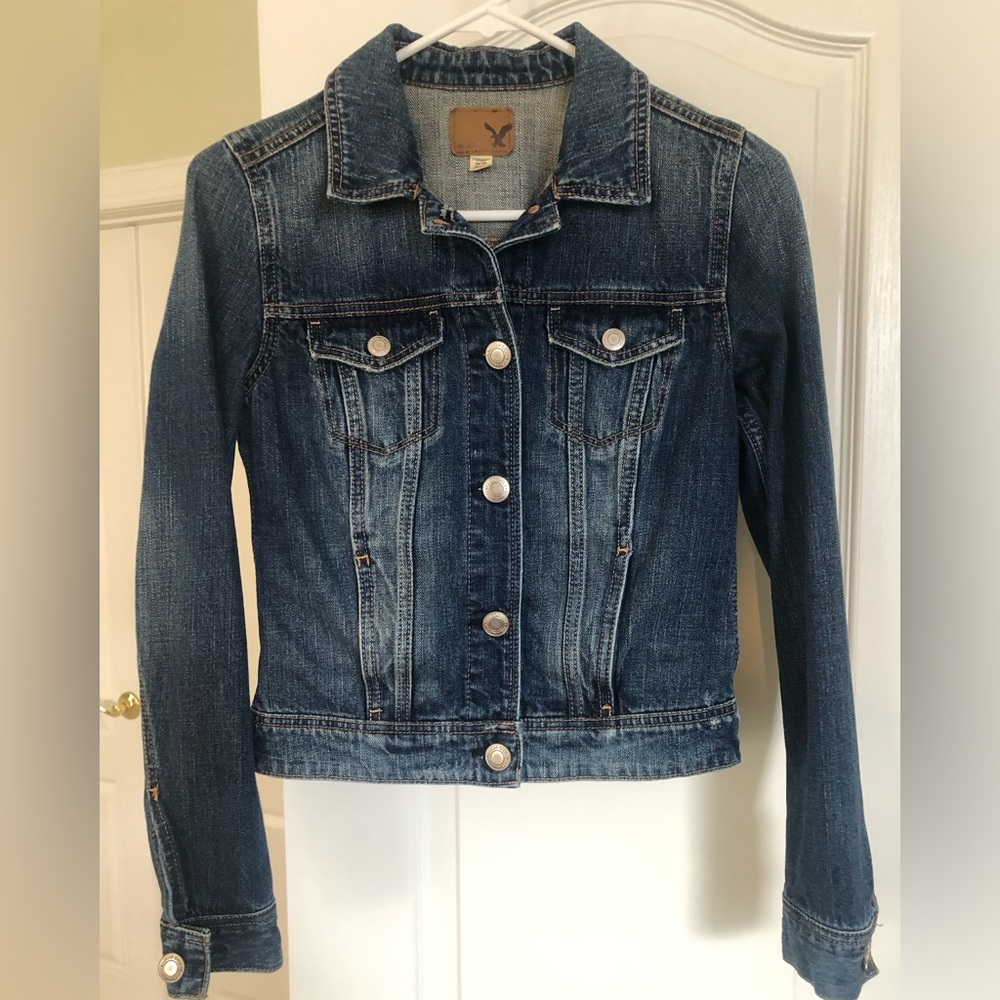 American Eagle Outfitters Dark Blue Jean Jacket Size XS